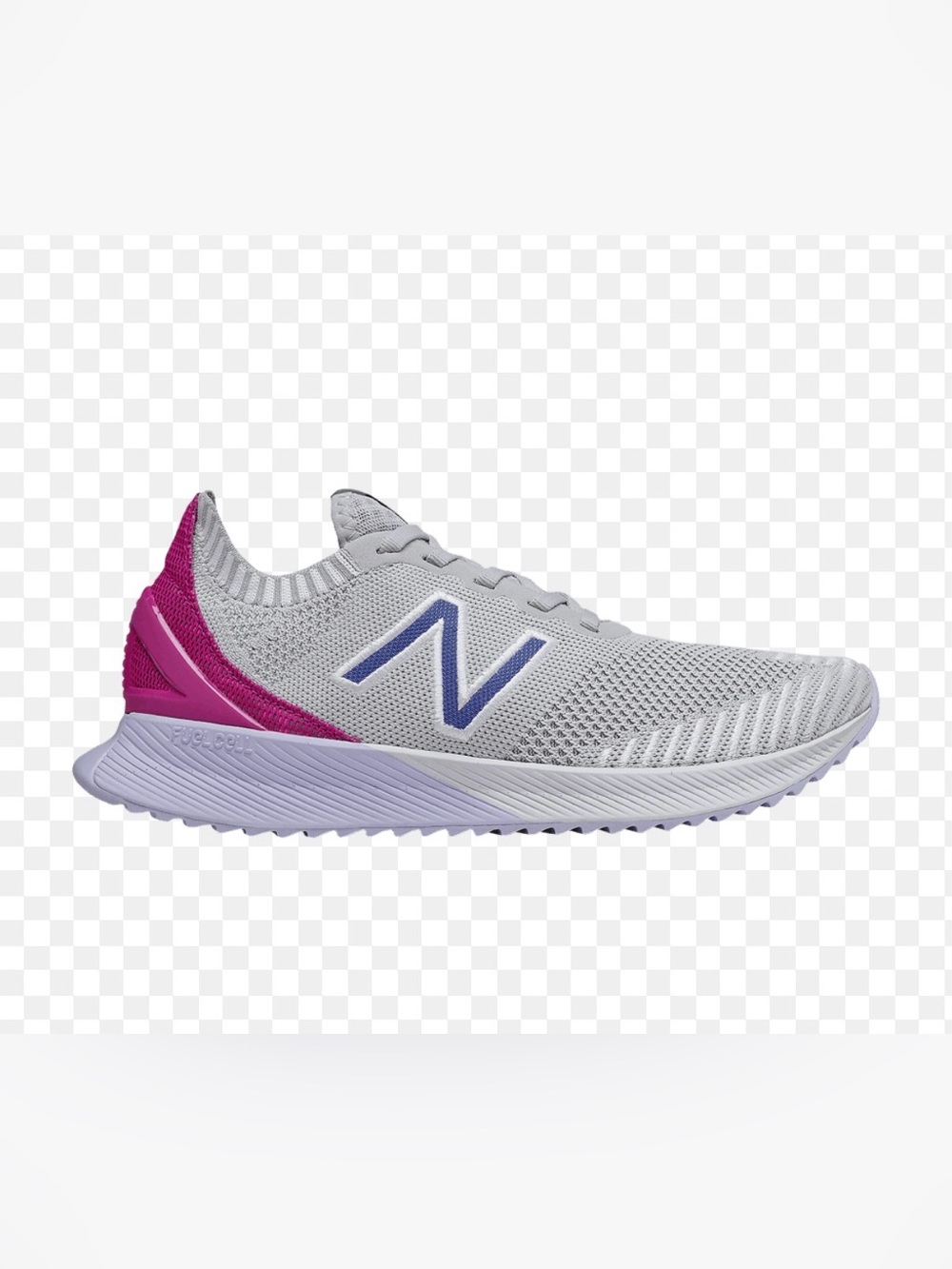 New Balance Women's Light Gray Running Shoe with Purple and Pink Accents